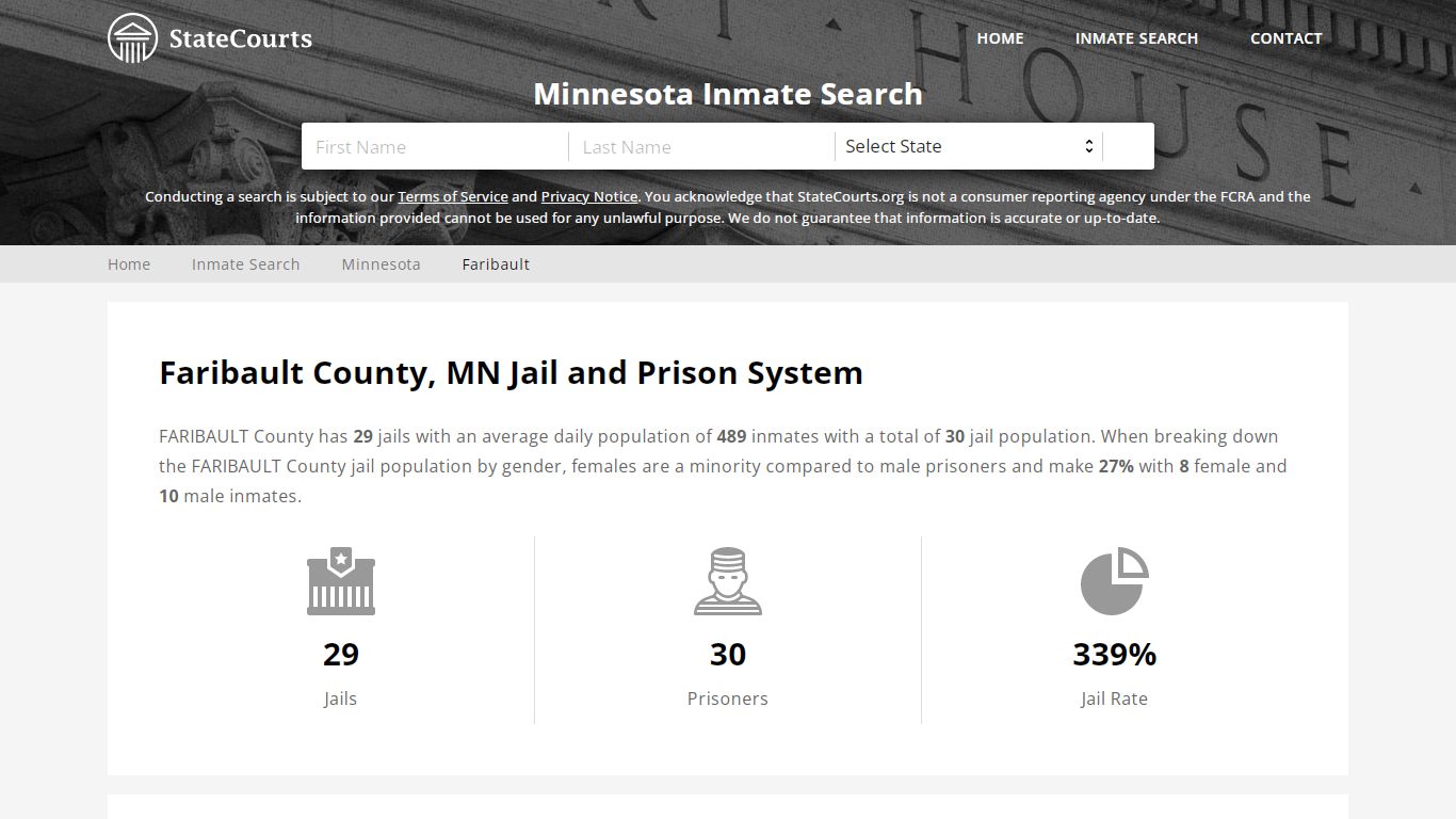 Faribault County, MN Inmate Search - StateCourts