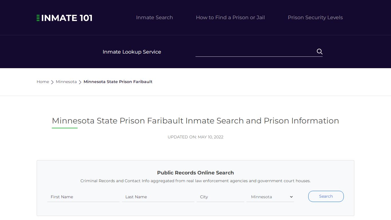 Minnesota State Prison Faribault Inmate Search, Visitation ...